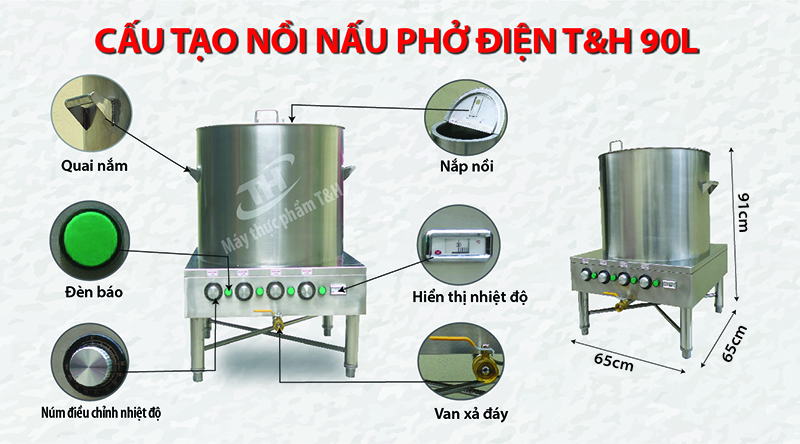 NỒI NẤU PHỞ ĐIỆN T&H 90 LÍT